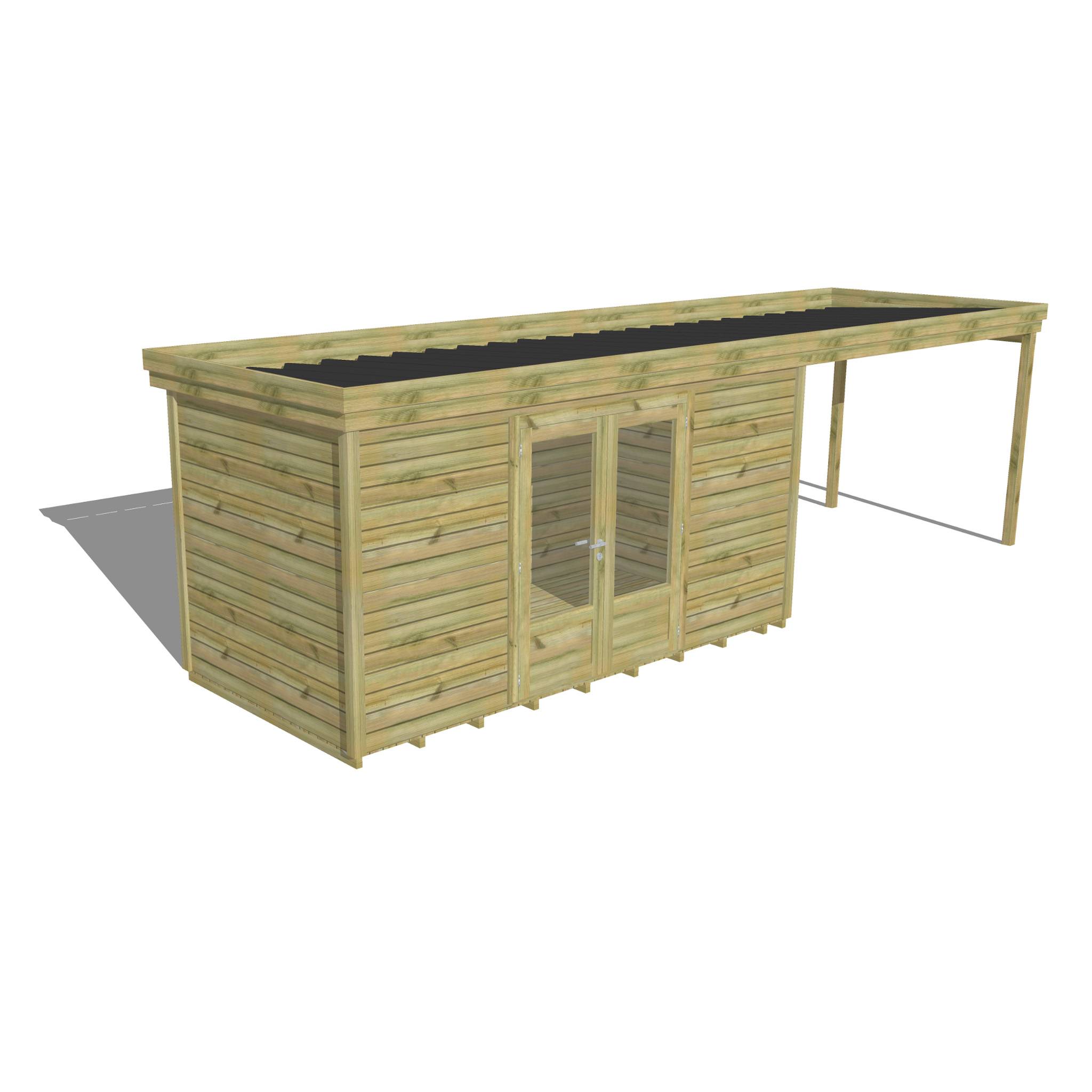 ABRI DE JARDIN bois  autoclave 27mm - 7,84x2,14m / 17m2 - Bac acier - Plancher bois - Image 1