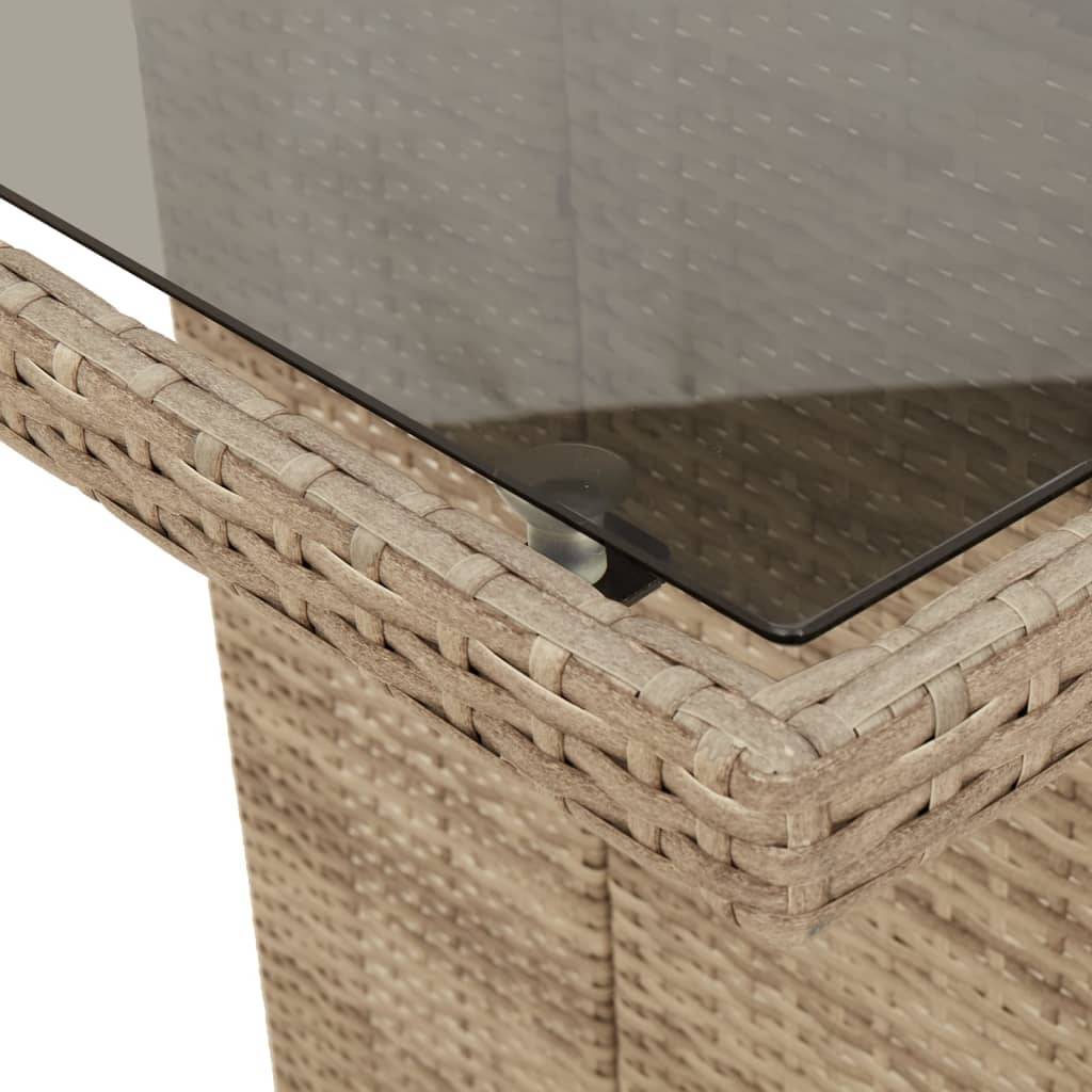 Salon de Jardin 8 Personnes Résine Tressée Table Repas Verre pour Terrasse Beige – ComfortXL Outdoor Living - Image 6