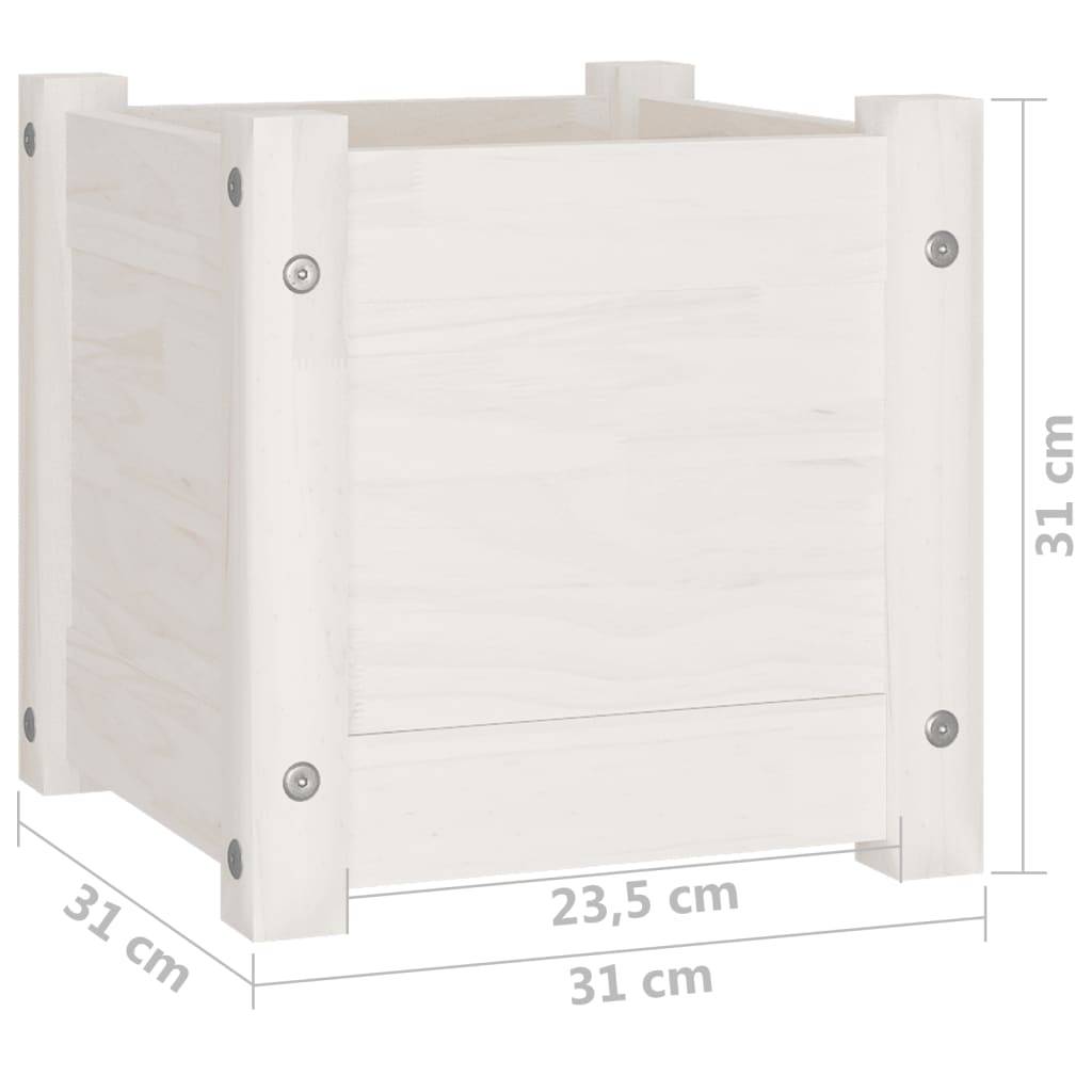 Vidaxl - Jardinière d'extérieur Blanc 31x31x31 cm Bois de pin massif vidaXL 810524 - Image 3