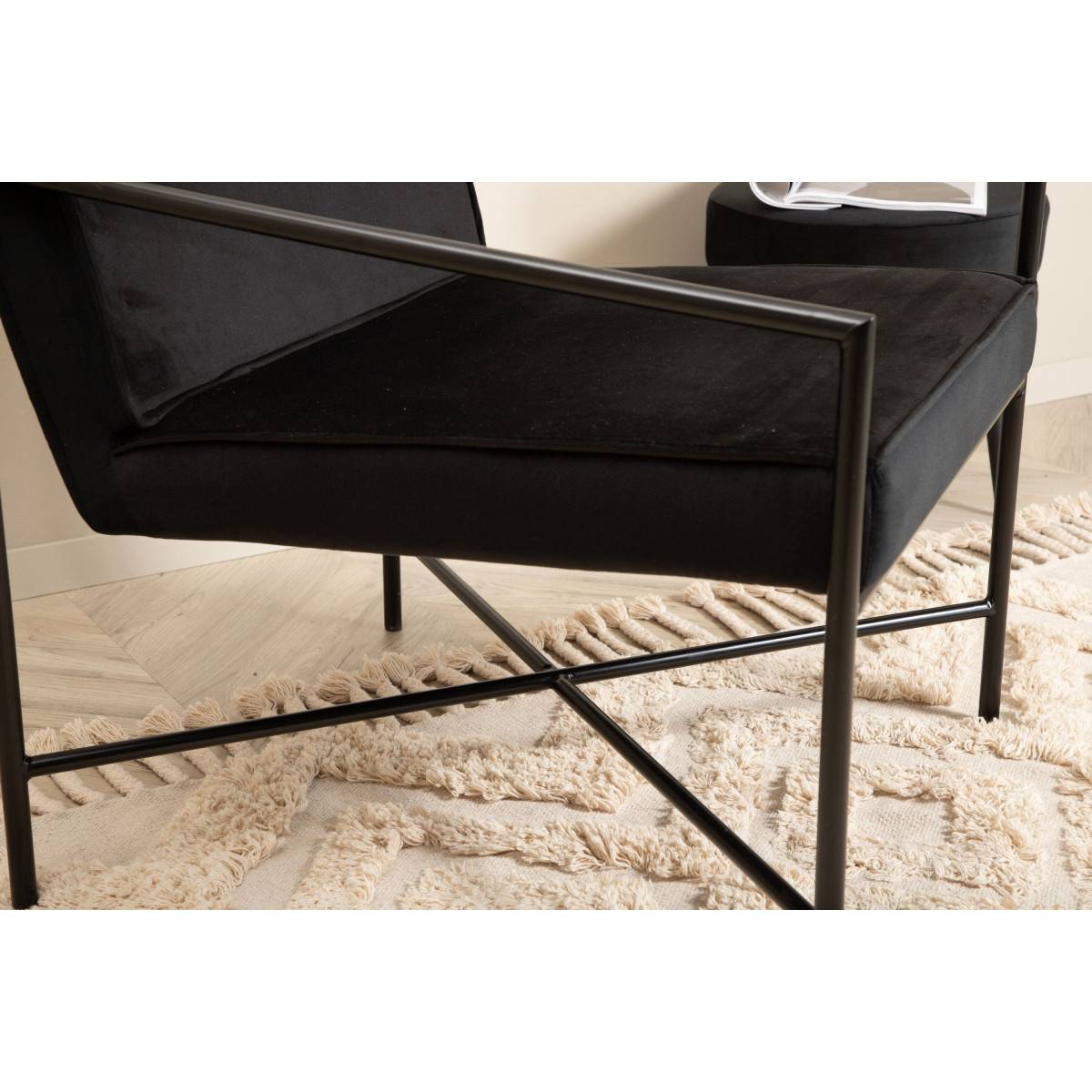 Paris Prix - Fauteuil Design Velours "Rakel" 78cm Noir - Image 10