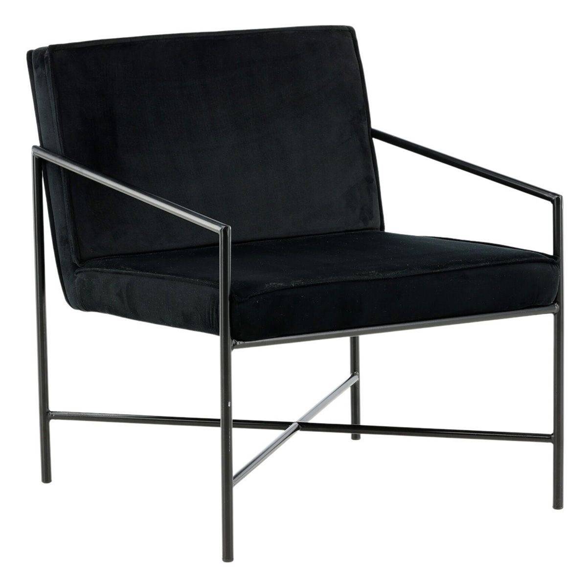 Paris Prix - Fauteuil Design Velours "Rakel" 78cm Noir - Image 1