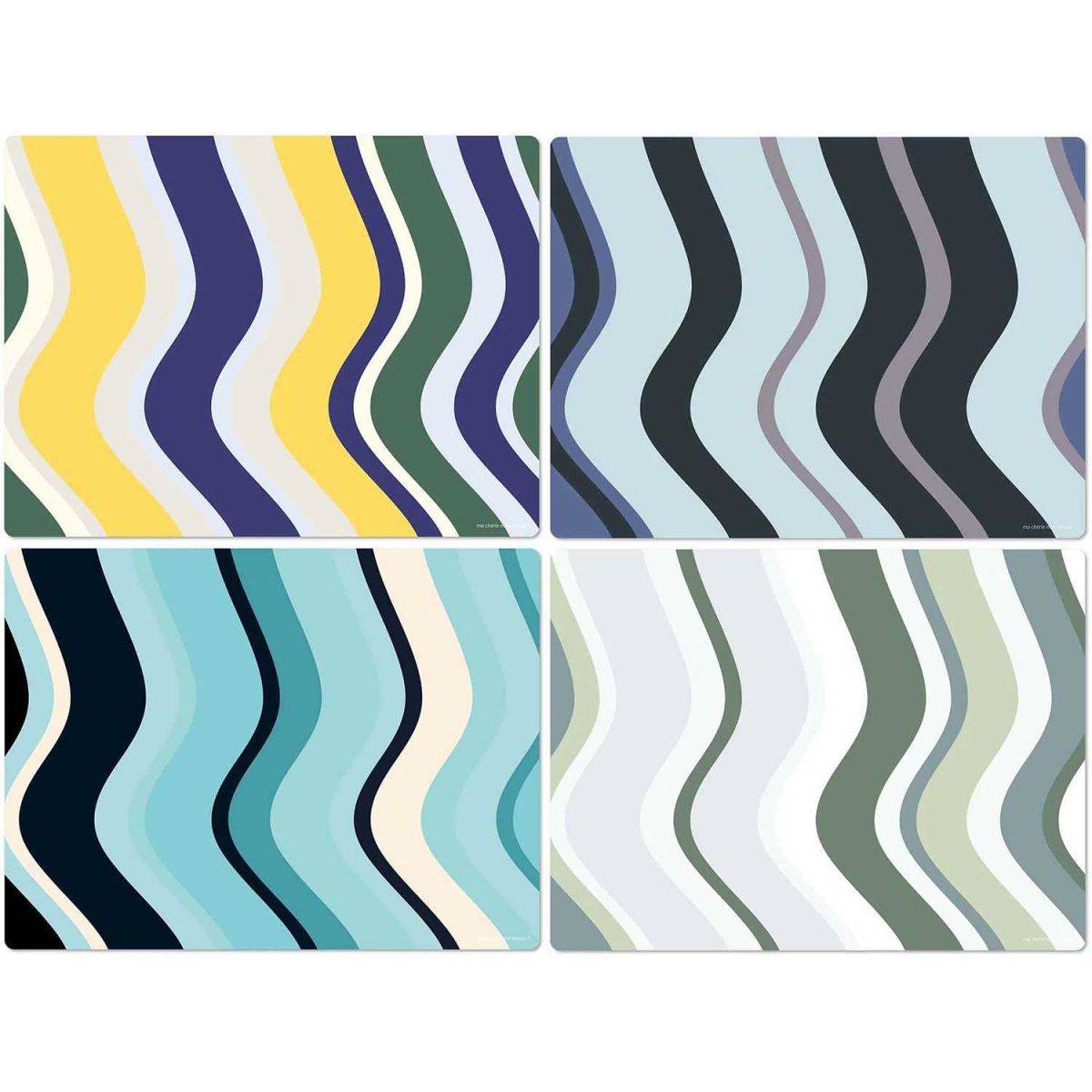 Set de table en vinyle 40 x 30 cm Wave II Lot de 4 sets de table motifs assortis - Imagen 1
