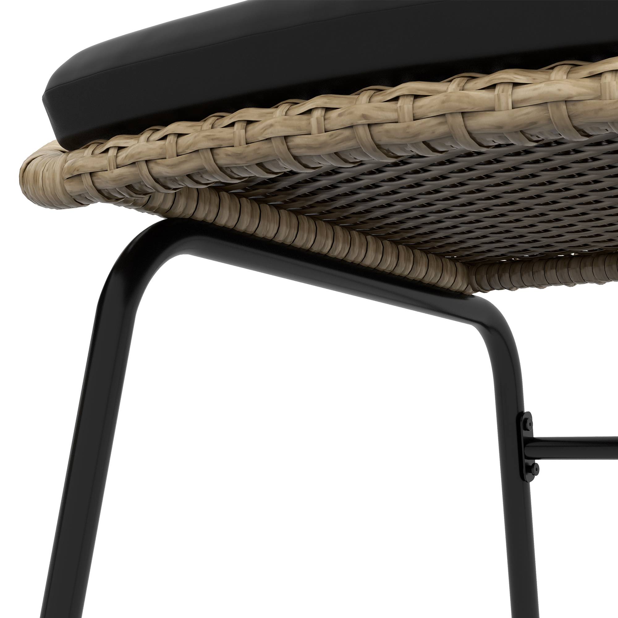Set de jardin 3 pièces avec 2 chaises et table ronde en rattan, jaune - PANGIVO - Image 8