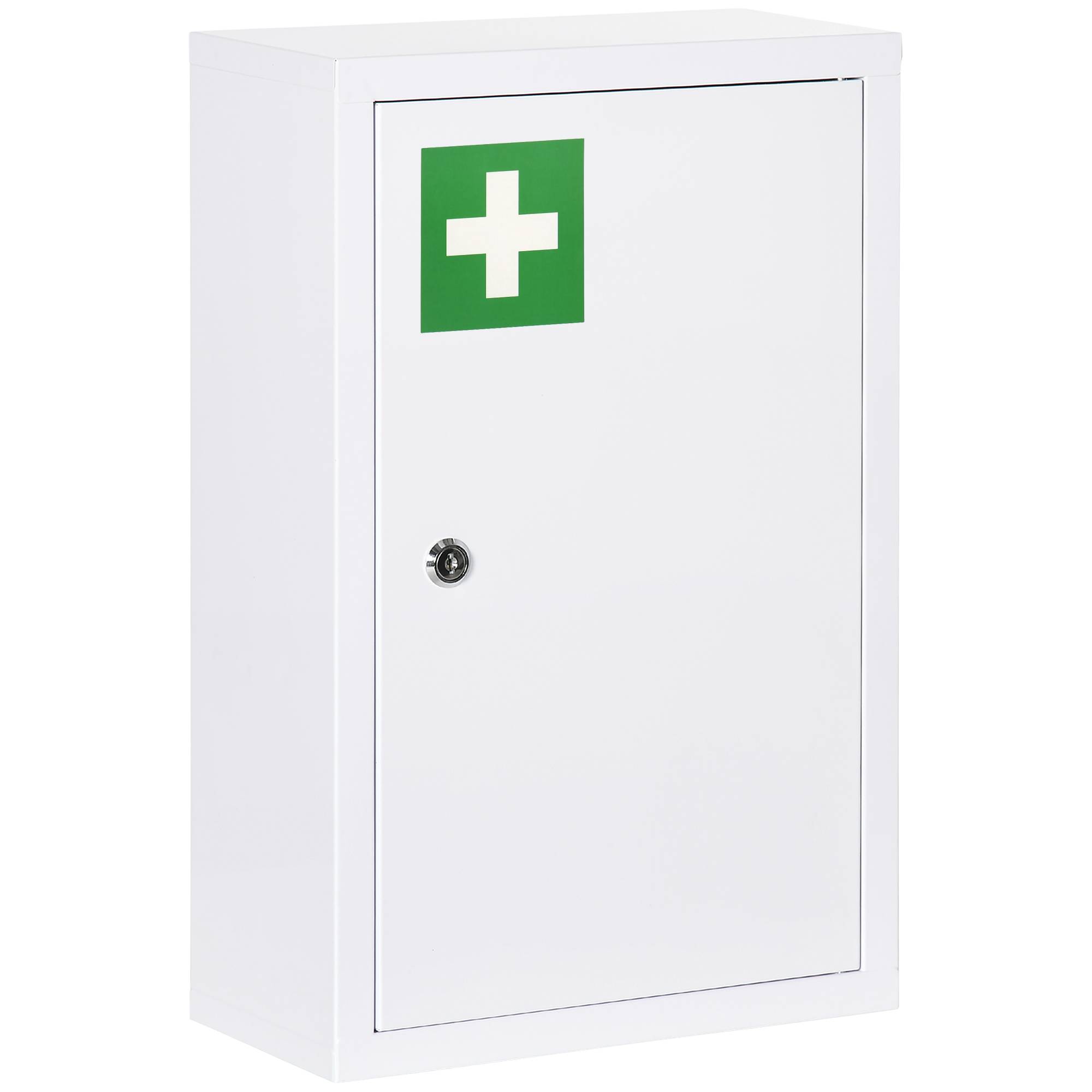 Sans Marque - Armoire pharmacie 3 étagères serrure 2 clés acier 30x14x46 cm blanche - Image 2