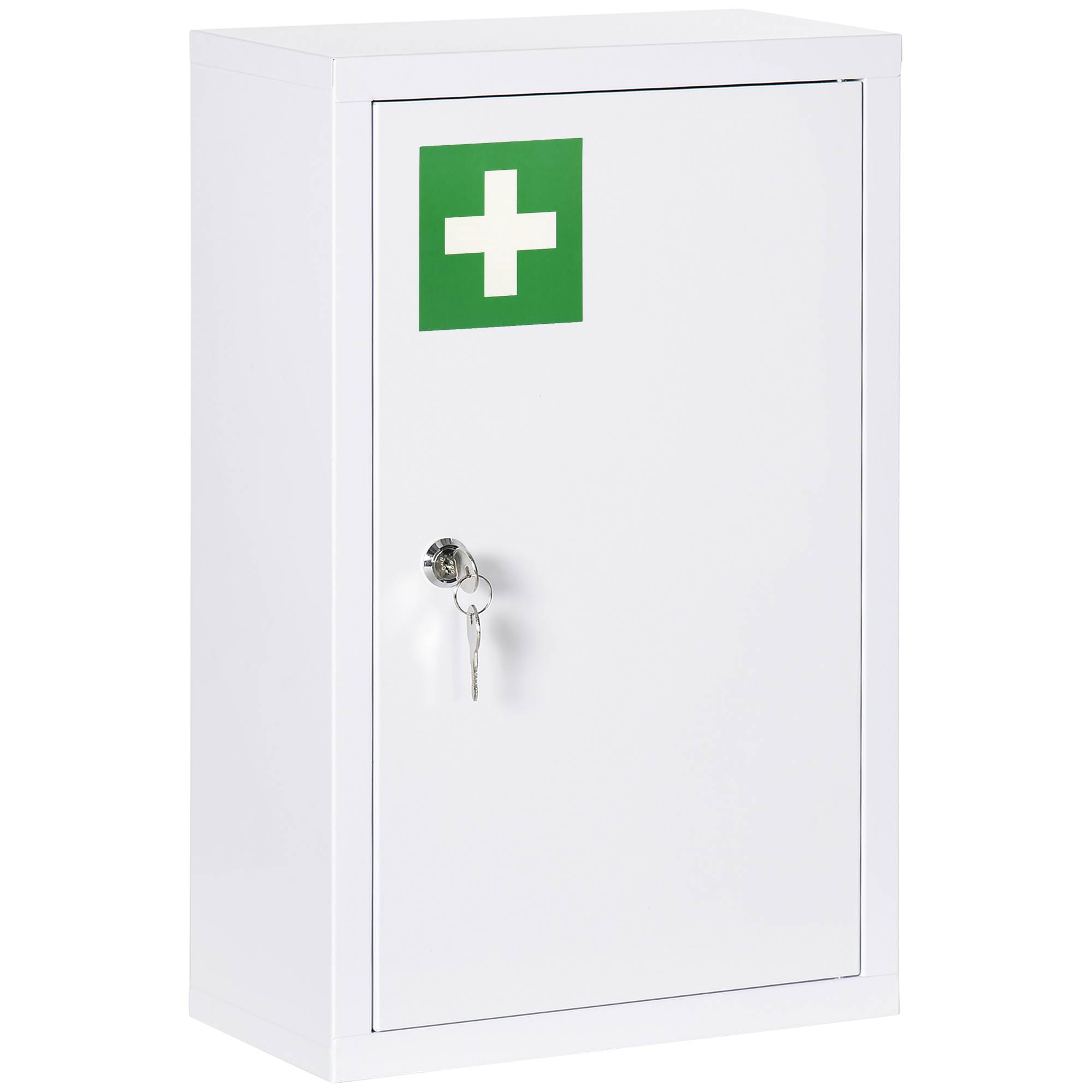 Sans Marque - Armoire pharmacie 3 étagères serrure 2 clés acier 30x14x46 cm blanche - Image 1
