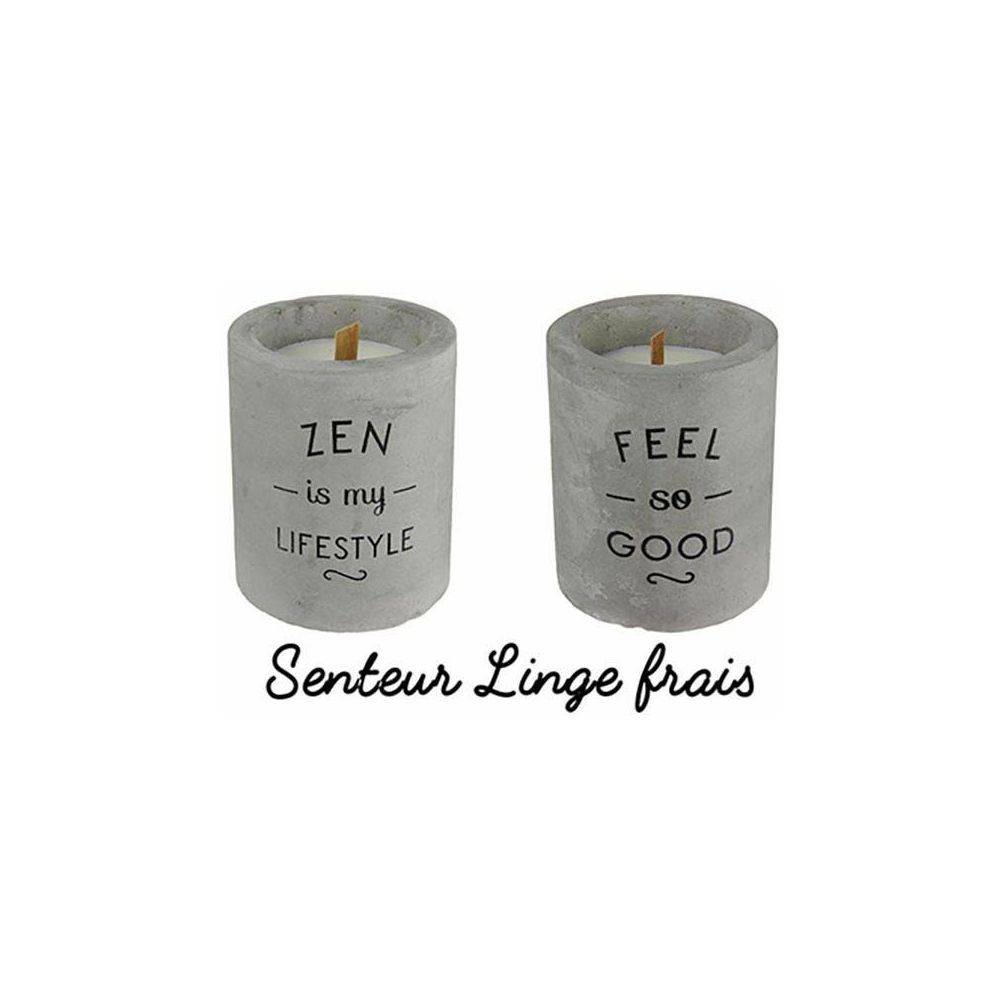 The Home Deco Factory - Bougie senteur linge frais pot en ciment (Lot de 2) The Home Deco Factory - Imagen 4