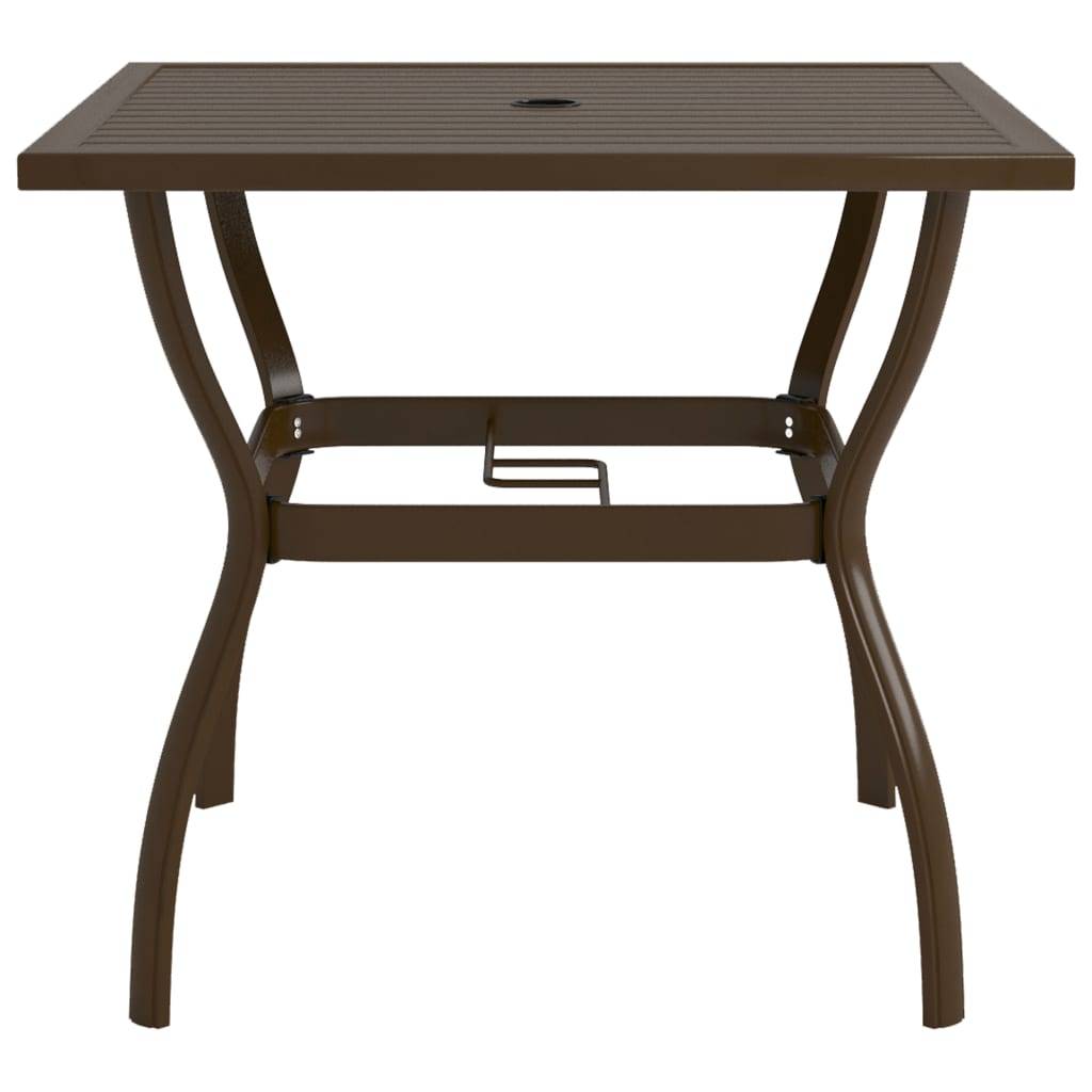 ComfortXL - Table Carrée de Jardin 81,5 cm Marron en Acier avec Emplacement pour Parasol, Design à Lattes – ComfortXL Outdoor Living - Image 2