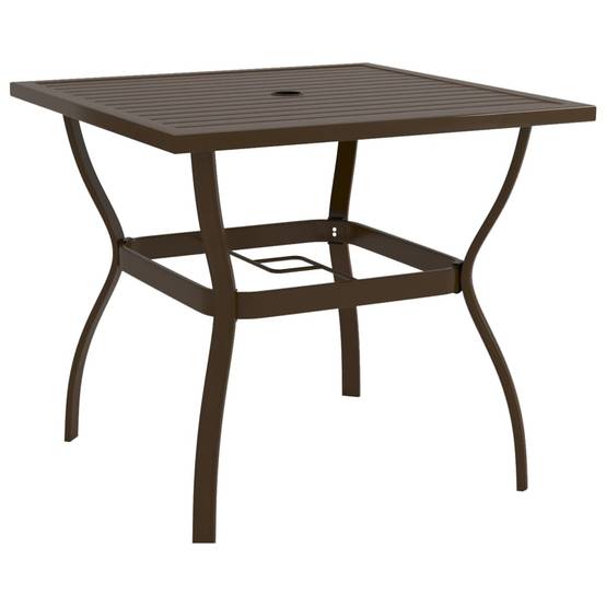 ComfortXL - Table Carrée de Jardin 81,5 cm Marron en Acier avec Emplacement pour Parasol, Design à Lattes – ComfortXL Outdoor Living - Image 1