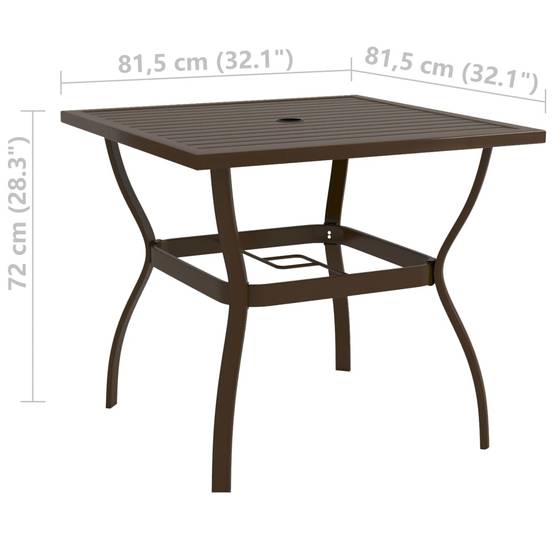 ComfortXL - Table Carrée de Jardin 81,5 cm Marron en Acier avec Emplacement pour Parasol, Design à Lattes – ComfortXL Outdoor Living - Image 5