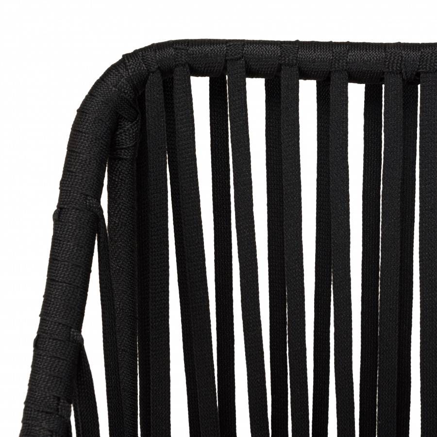 Macabane - MALO - SALON DE JARDIN 4 PERS. - 1 Table ronde 120x120cm et 4 fauteuils noirs et gris en cordage - Imagen 9