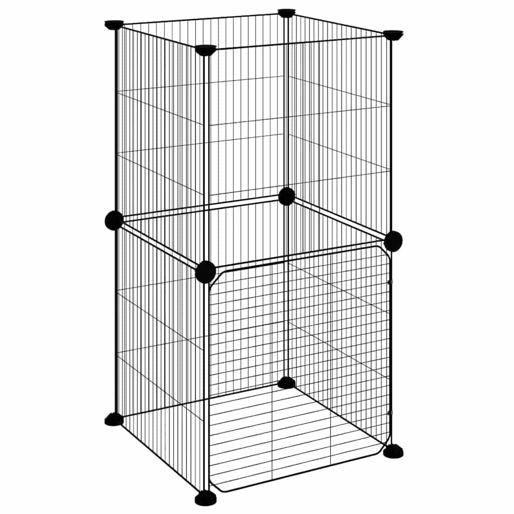 Vidaxl - Cage animaux de compagnie à 8 panneaux et porte Noir 35x35x70 cm vidaXL 3114035 - Imagen 3