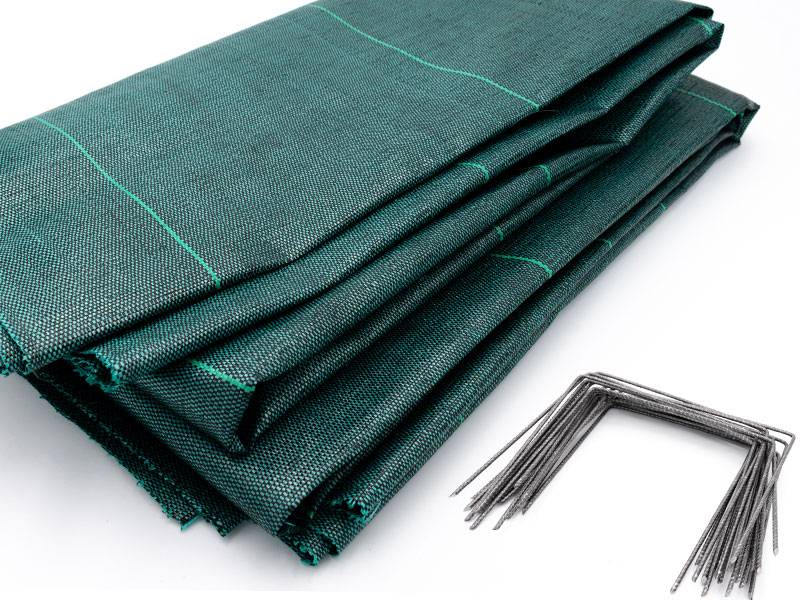 Maille Store - Kit : Toile de paillage 130g/m² verte + agrafes 130g/m² 2.10m x 10m Vert - Imagen 1