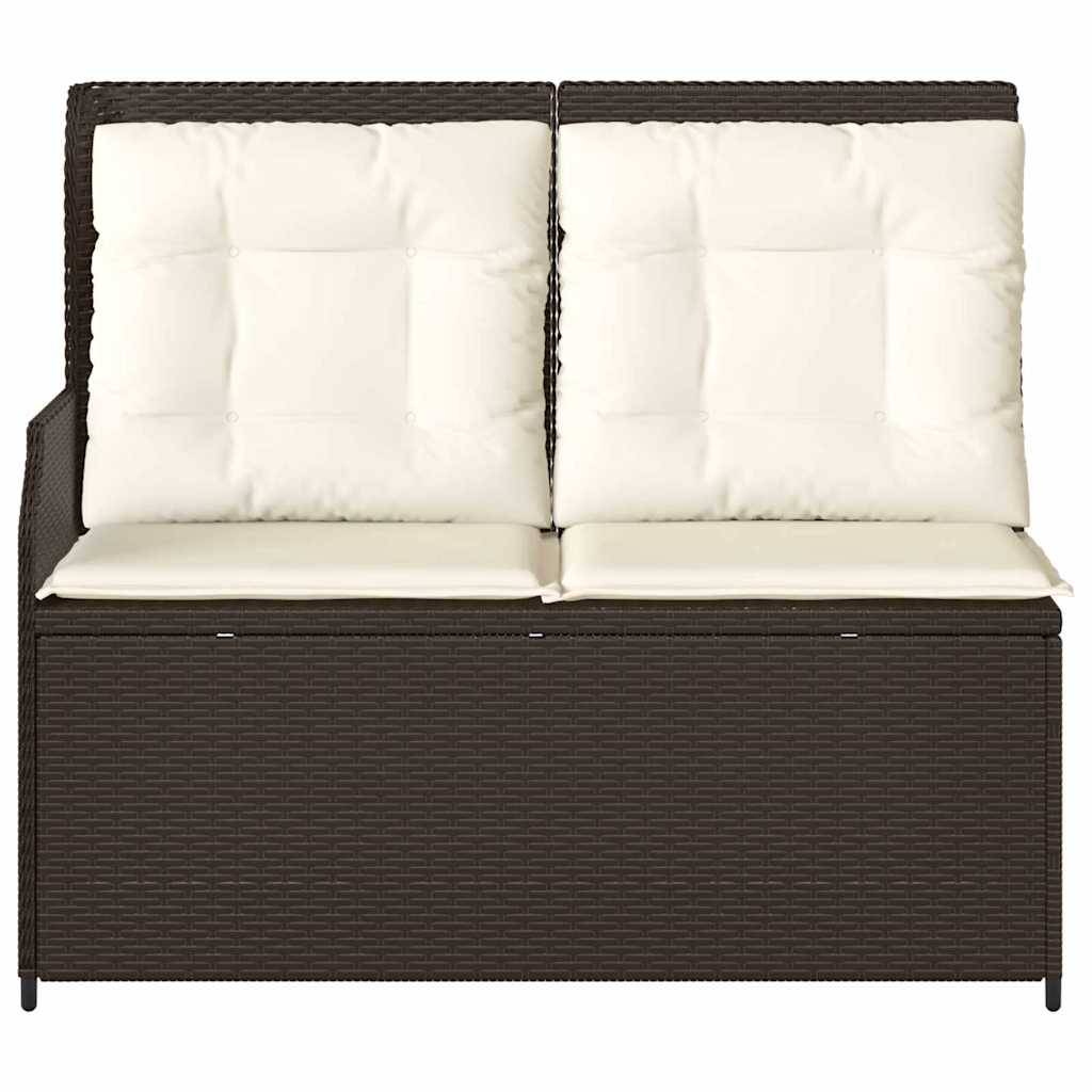 Canapé de Terrasse 2 Personnes Résine Tressée Dossier Réglable et Coussins Marron – ComfortXL Outdoor Living - Image 4