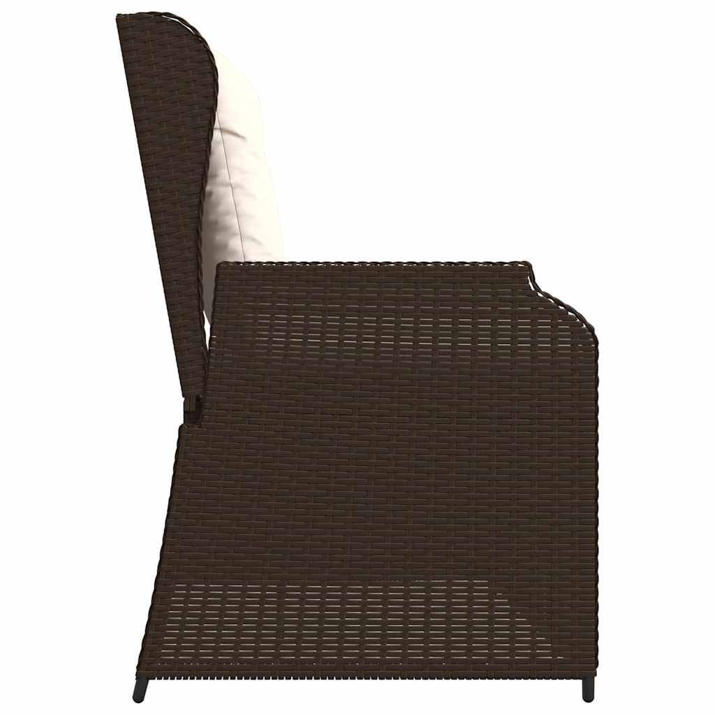 Canapé de Terrasse 2 Personnes Résine Tressée Dossier Réglable et Coussins Marron – ComfortXL Outdoor Living - Image 5
