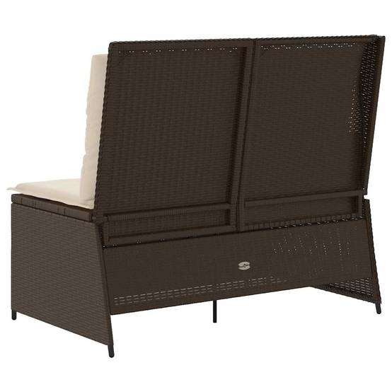 Canapé de Terrasse 2 Personnes Résine Tressée Dossier Réglable et Coussins Marron – ComfortXL Outdoor Living - Image 6