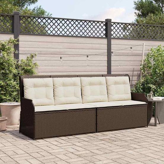 Canapé de Terrasse 2 Personnes Résine Tressée Dossier Réglable et Coussins Marron – ComfortXL Outdoor Living - Image 1