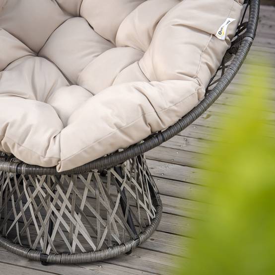 Fauteuil papasan pivotant Résine tressée Jardin Véranda Coussin épais 97cm Crème - ComfortXL Outdoor Living - Image 10