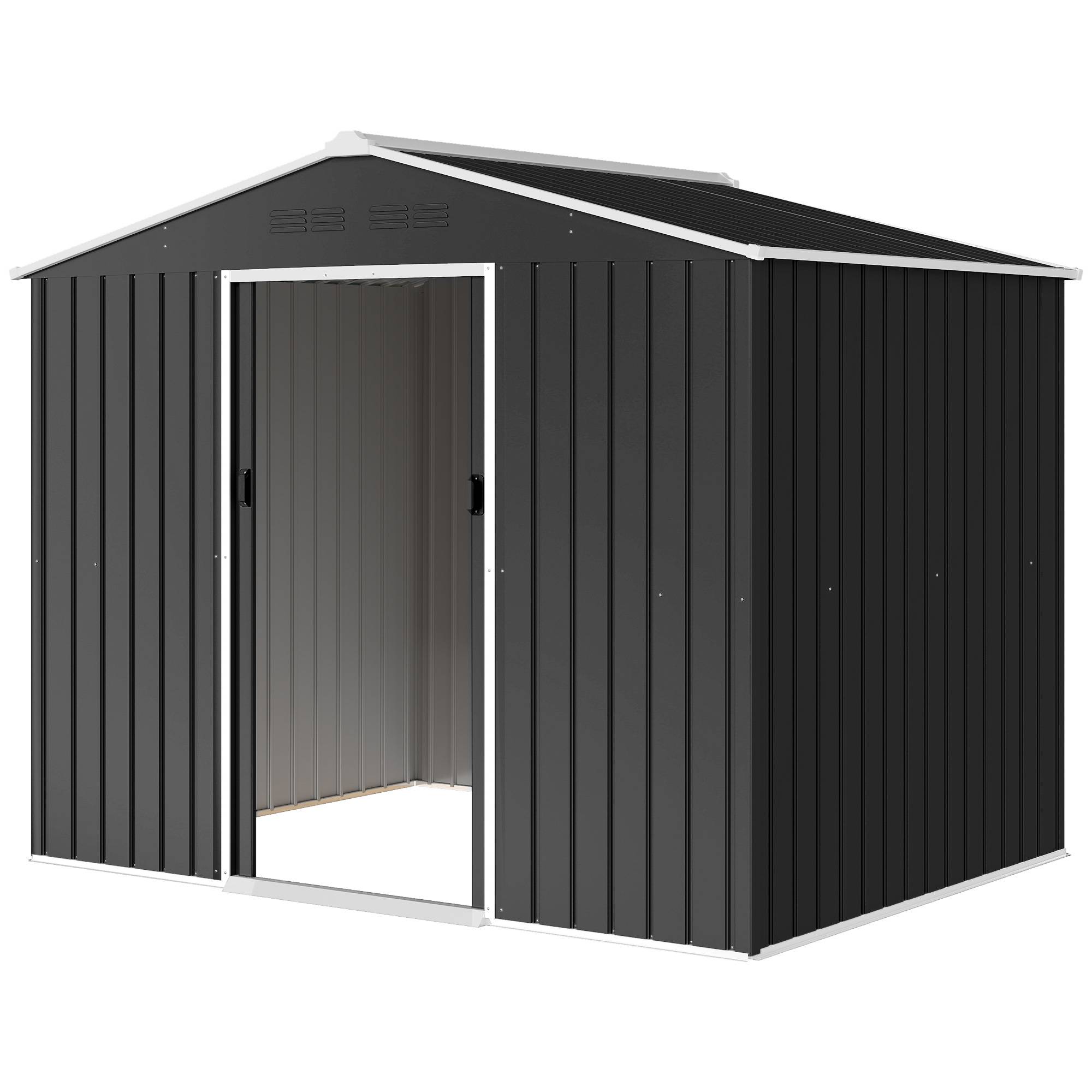 Abri de jardin extérieur 3,6 m² (236 x 171 x 191 cm) avec portes coulissantes et aérations, gris foncé - Image 2