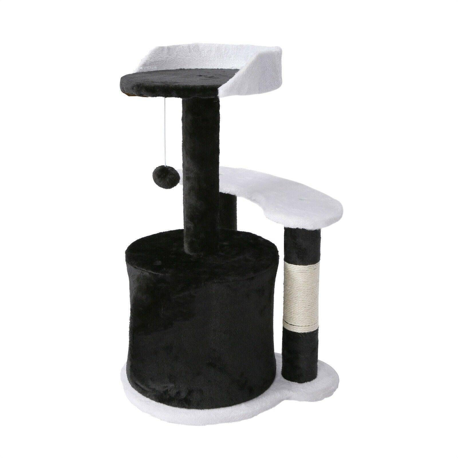Helloshop26 - Arbre à chat hauteur 65 cm avec corde en sisal griffoir jeux noir/ blanc - Imagen 2