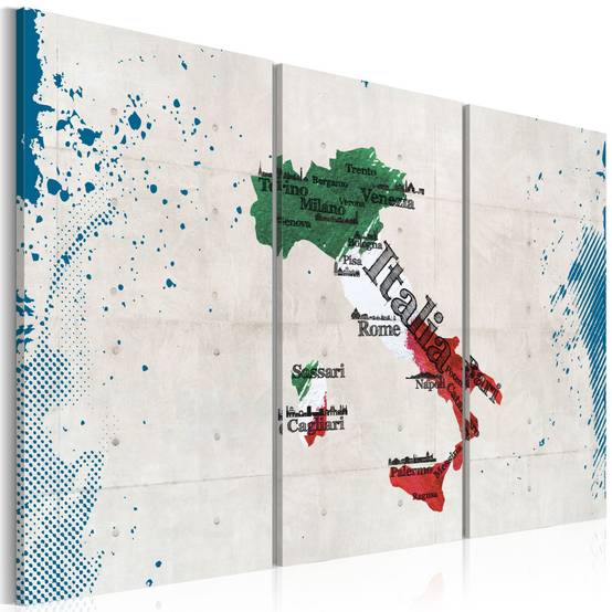 Tableau Imprimé 3 Panneaux "Carte de l'Italie" 60 x 90 cm - Image 1