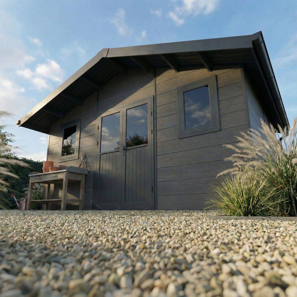 Direct Abris - Abri de Jardin Composite 20m2 Gris ISORA - Cabane de Jardin - Local - Image 2