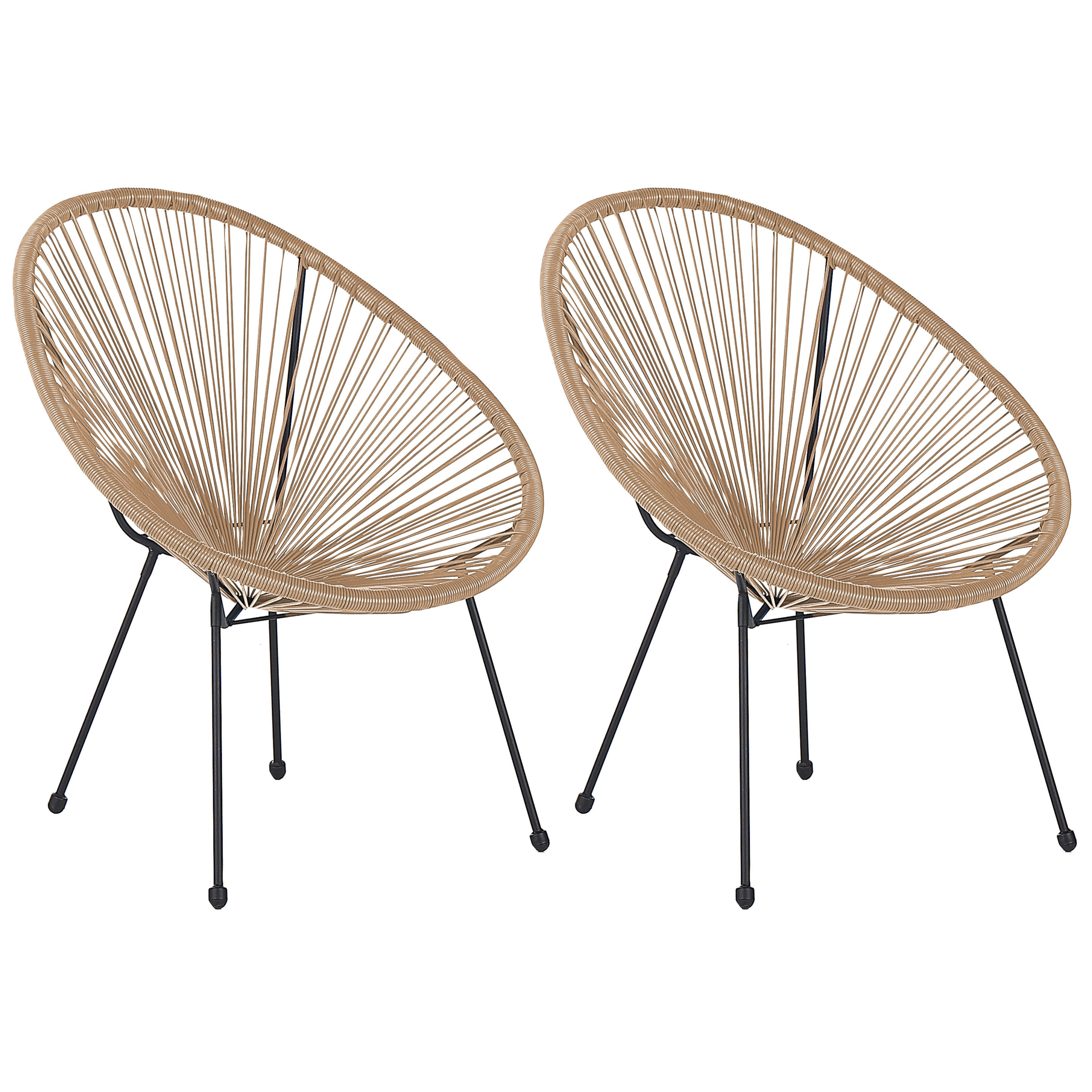 Beliani - Chaises et Table Beige Sable en Polyrotin Verre et Acier Type Spaghetti Design Tendance pour Intérieur ou Extérieur au Style Moderne et Industriel - Imagen 4