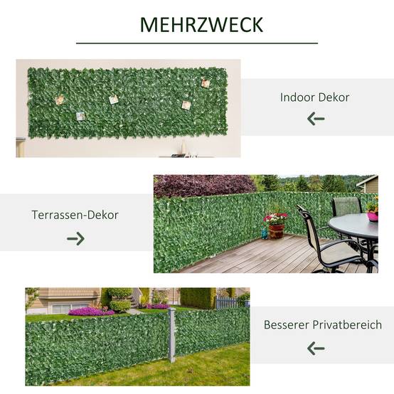 ComfortXL - Brise-vue haie artificielle en PE 300 x 100 cm vert foncé balcon terrasse clôture jardin feuillage anti-UV - Image 5