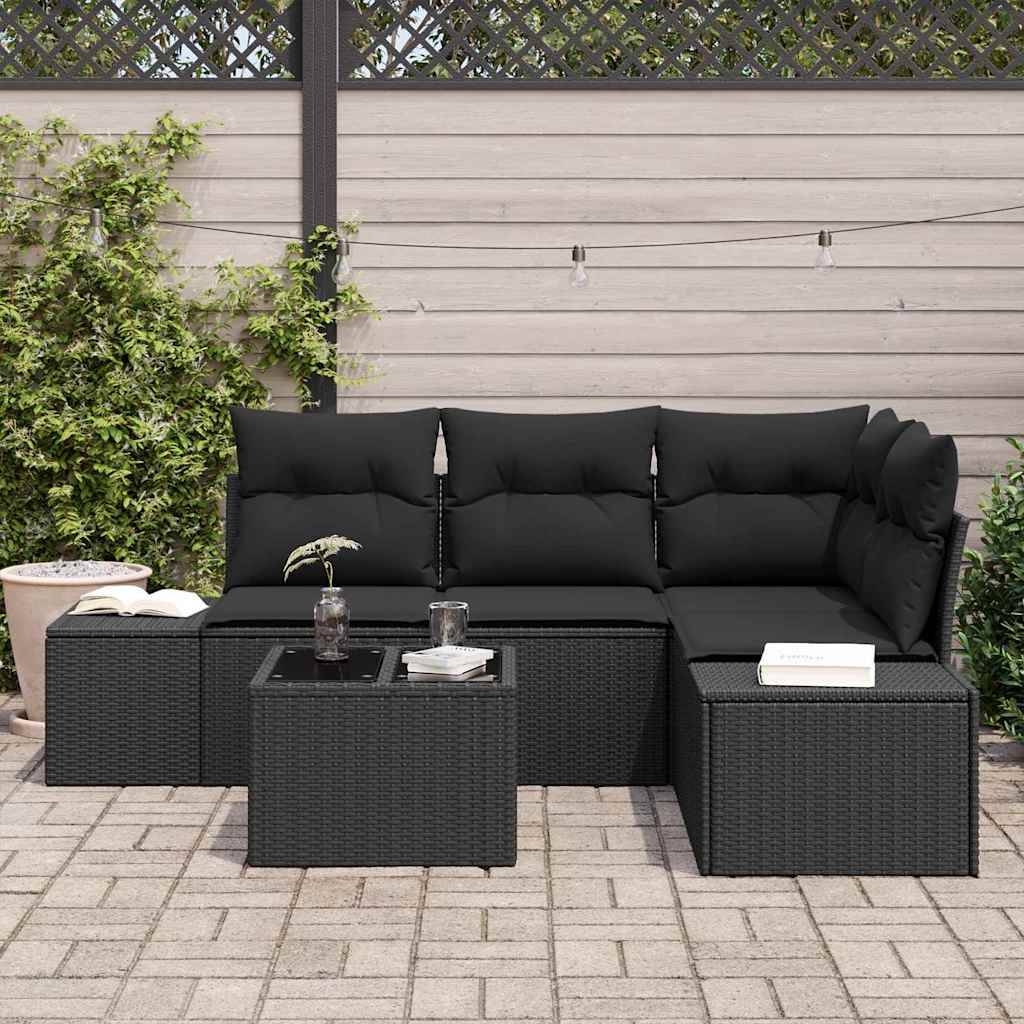 Vidaxl - Ensemble de canapé de jardin avec stockage Noir polyrotin vidaXL 3355722 - Image 4