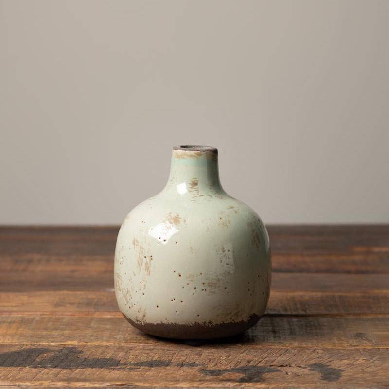 Vase Soliflore céramique vert de gris 13x11cm - Image 1
