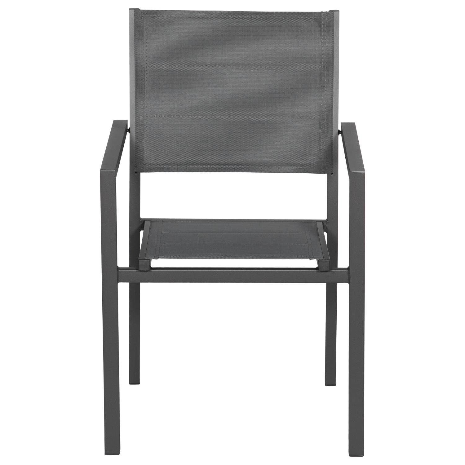 Happy Garden - Lot de 4 chaises rembourrées en aluminium anthracite - textilène gris - HAPPY GARDEN - Imagen 3
