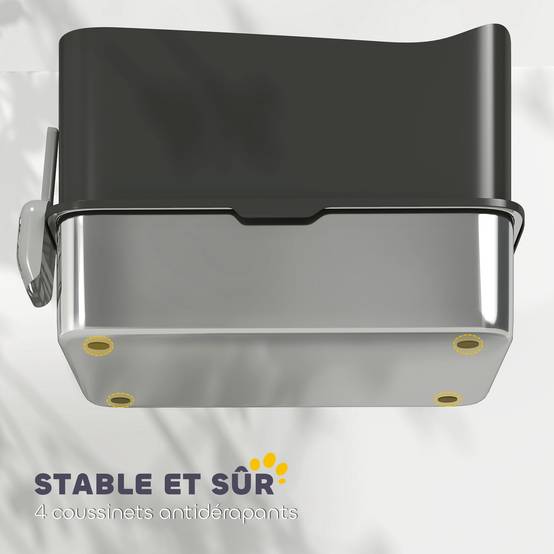 Bac à Litière Fermé 65L en Acier Inoxydable avec Entrée par le Haut pour Grand Chat 60 cm Noir - ComfortXL Outdoor Living - Image 9