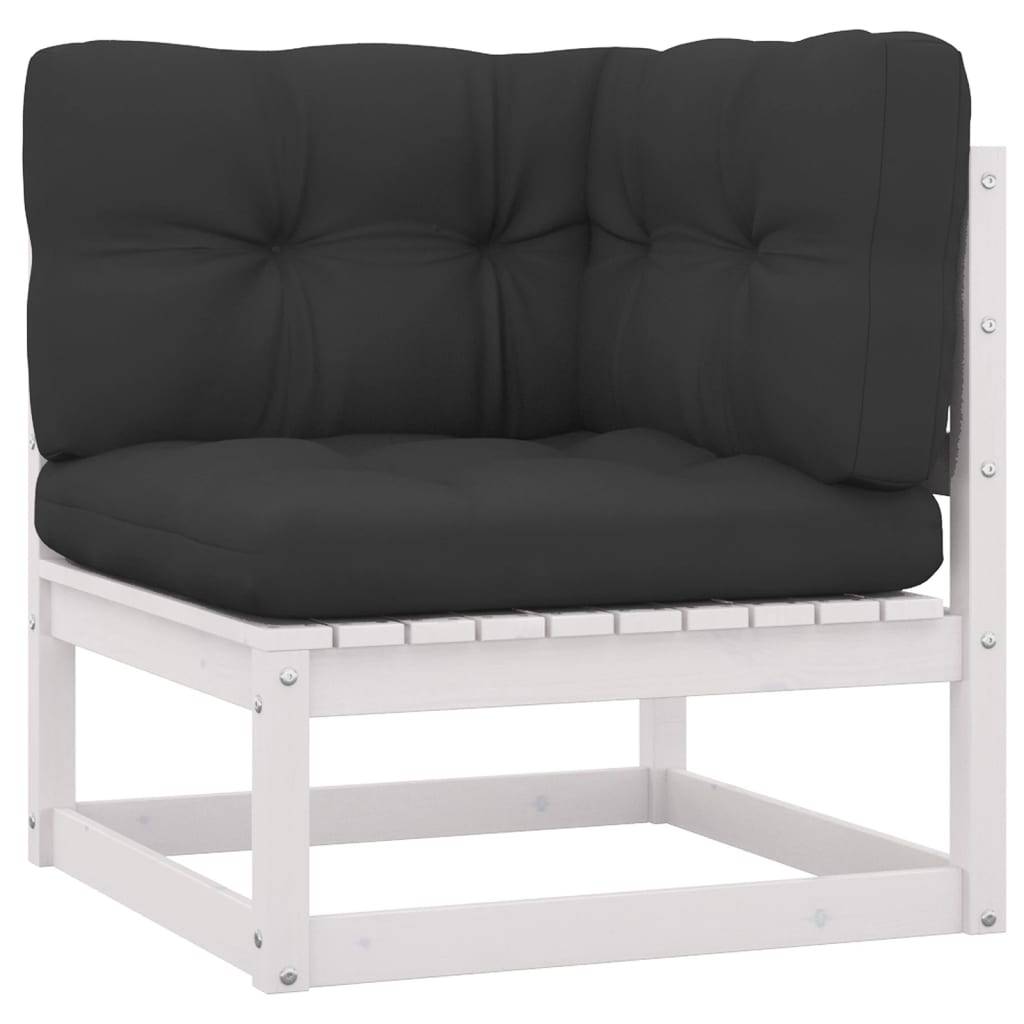 Helloshop26 - Salon de jardin meuble d'extérieur ensemble de mobilier 7 pièces avec coussins blanc bois de pin massif - Imagen 3