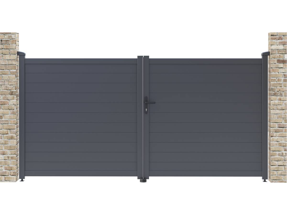 Portail Aluminium "marc" - 299.5 X 155.9 Cm - Gris -habitat Et Jardin