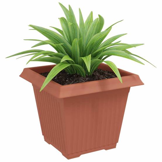 Lot de 24 Pots de Fleurs Carrés XL Plastique Terrasse 38x38x30 cm Rouge brique - ComfortXL Outdoor Living - Image 3