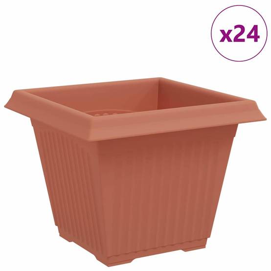 Lot de 24 Pots de Fleurs Carrés XL Plastique Terrasse 38x38x30 cm Rouge brique - ComfortXL Outdoor Living - Image 2