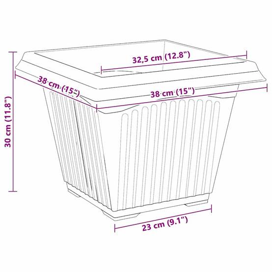 Lot de 24 Pots de Fleurs Carrés XL Plastique Terrasse 38x38x30 cm Rouge brique - ComfortXL Outdoor Living - Image 8