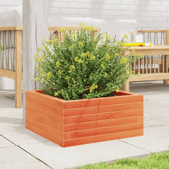 Jardinière bois pin massif cire marron 50 x 50 x 23 cm - PANGIVO - Image 3