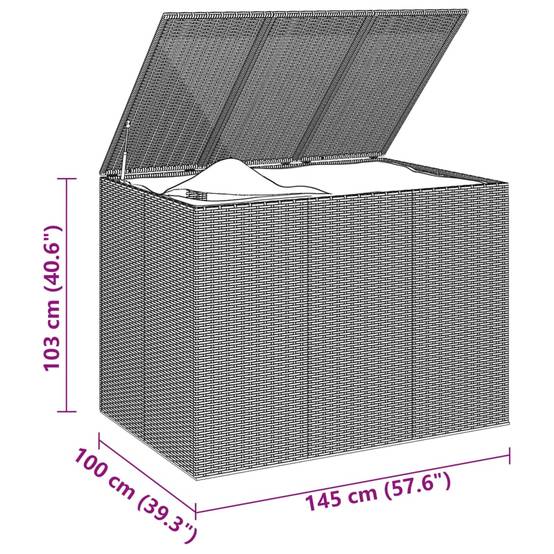 Boîte à coussins coffre de rangement de jardin résine tressée 145 x 100 x 103 cm noir - Image 5