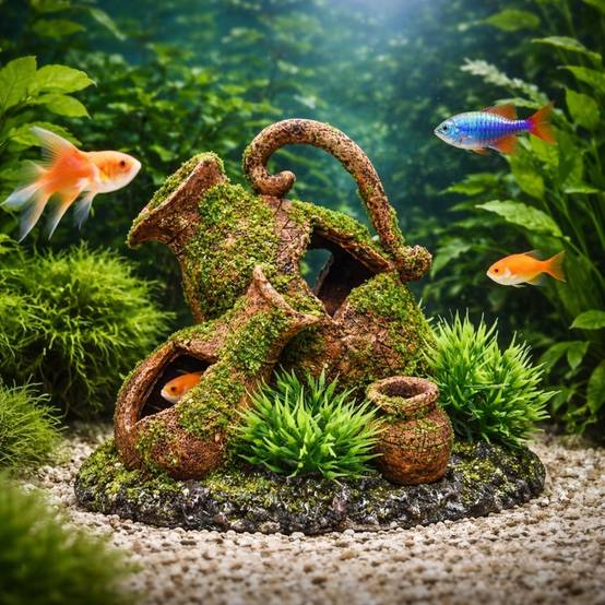 Décoration aquarium amphore cachette poissons décor naturel 13 cm - Image 3