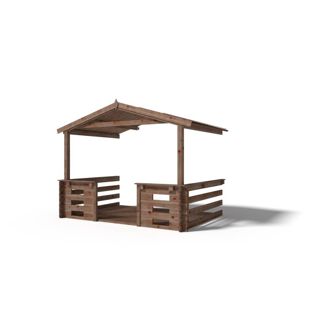 Altanka - Terrasse en bois avec balustrade pour abri en bois - 6m2 - 3m x 2m - imprégnée - couleur: marron - DOM147 - ALTANKA - Imagen 4