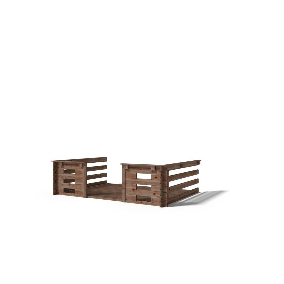 Altanka - Terrasse en bois avec balustrade pour abri en bois - 6m2 - 3m x 2m - imprégnée - couleur: marron - DOM147 - ALTANKA - Imagen 1