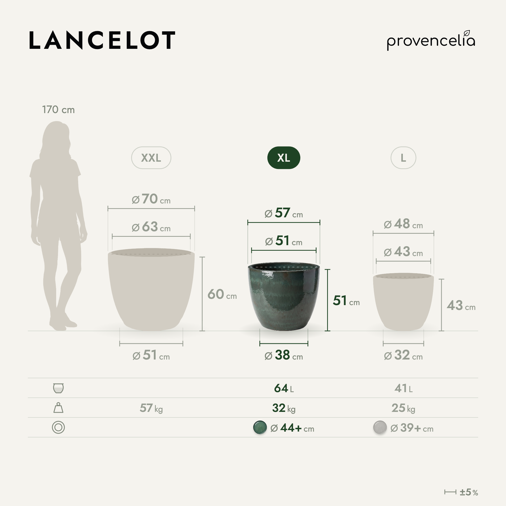 Provencelia - Pot LANCELOT 58x51cm jade - Image 2
