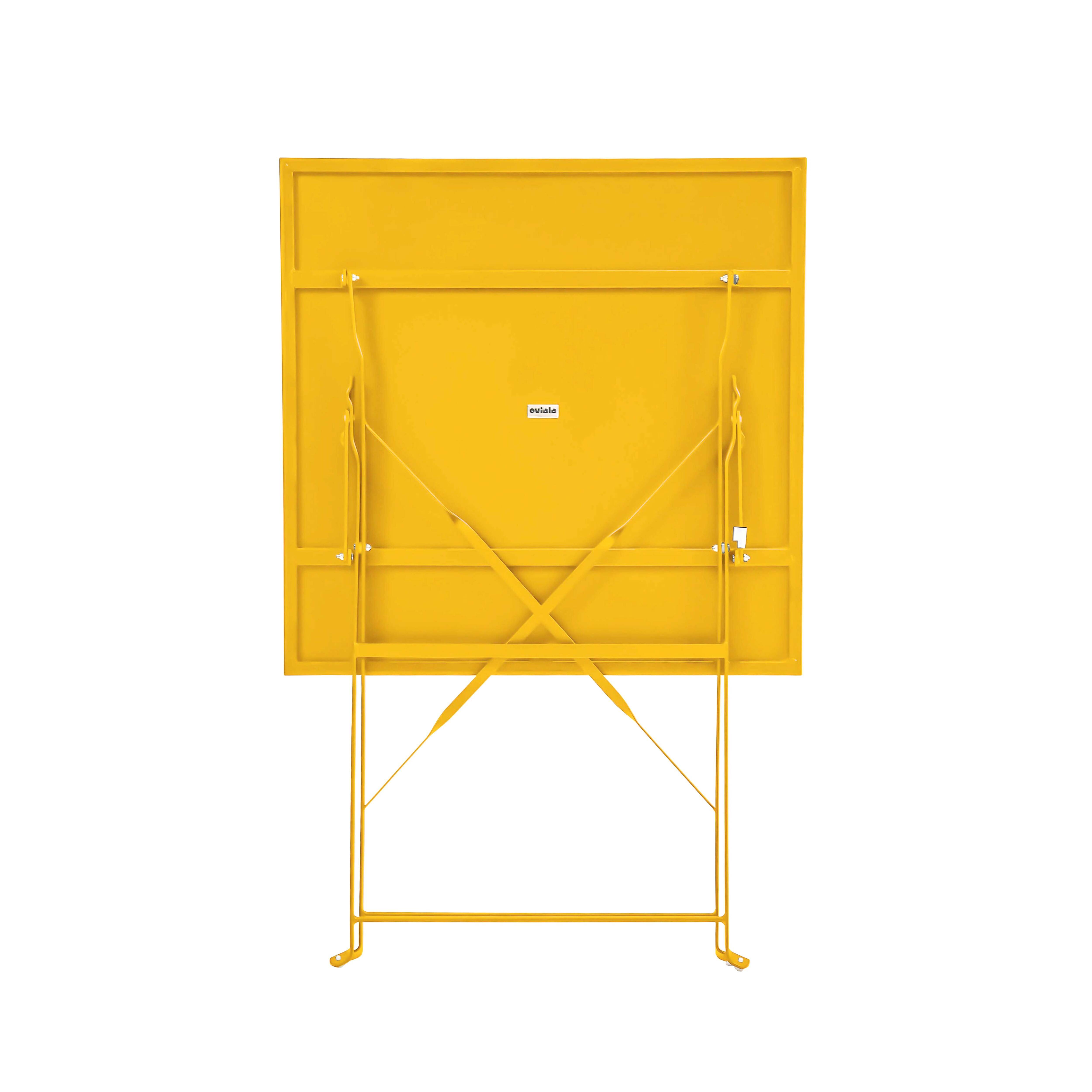 Oviala - Table de jardin et 2 chaises acier jaune Rome - Oviala - Imagen 5