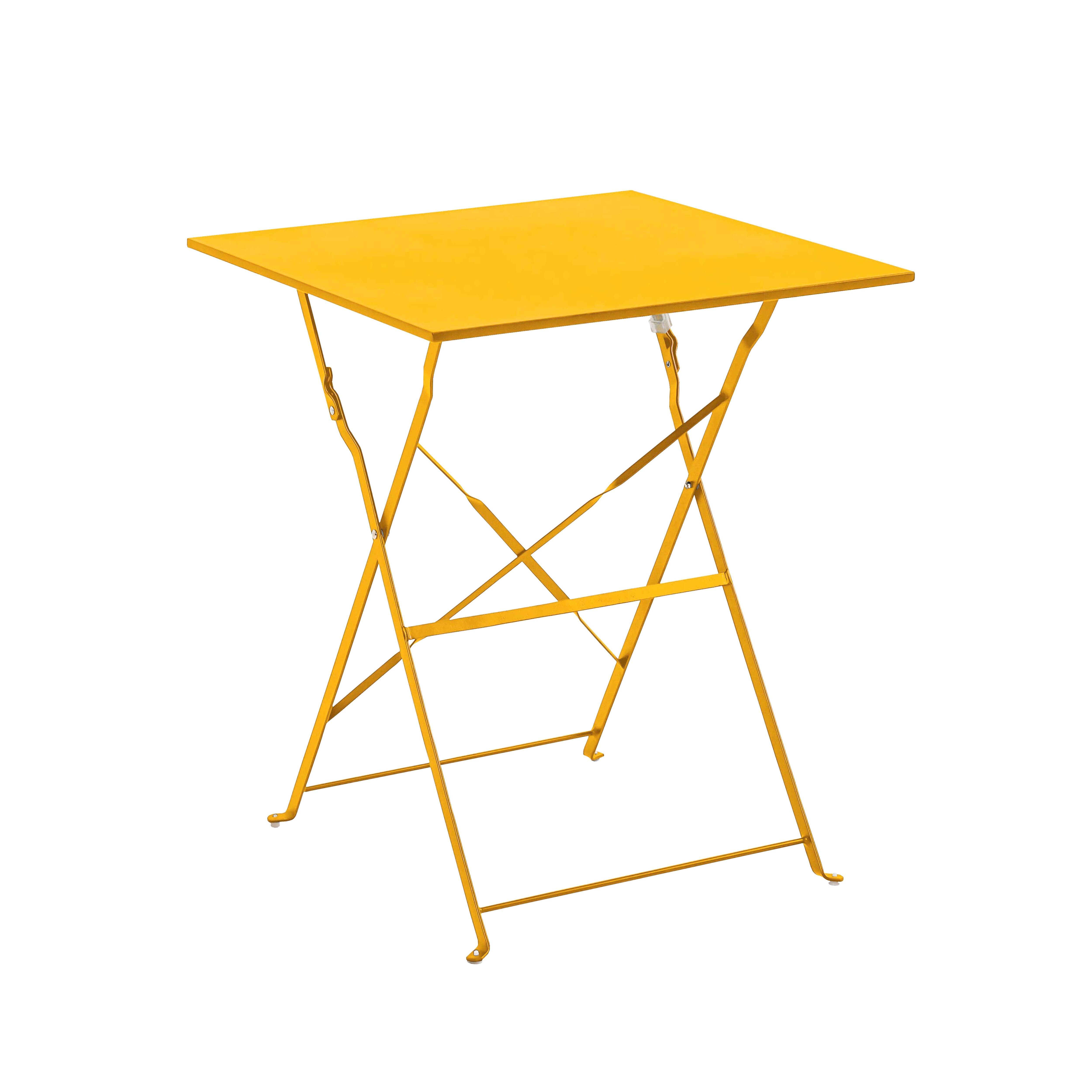 Oviala - Table de jardin et 2 chaises acier jaune Rome - Oviala - Imagen 4