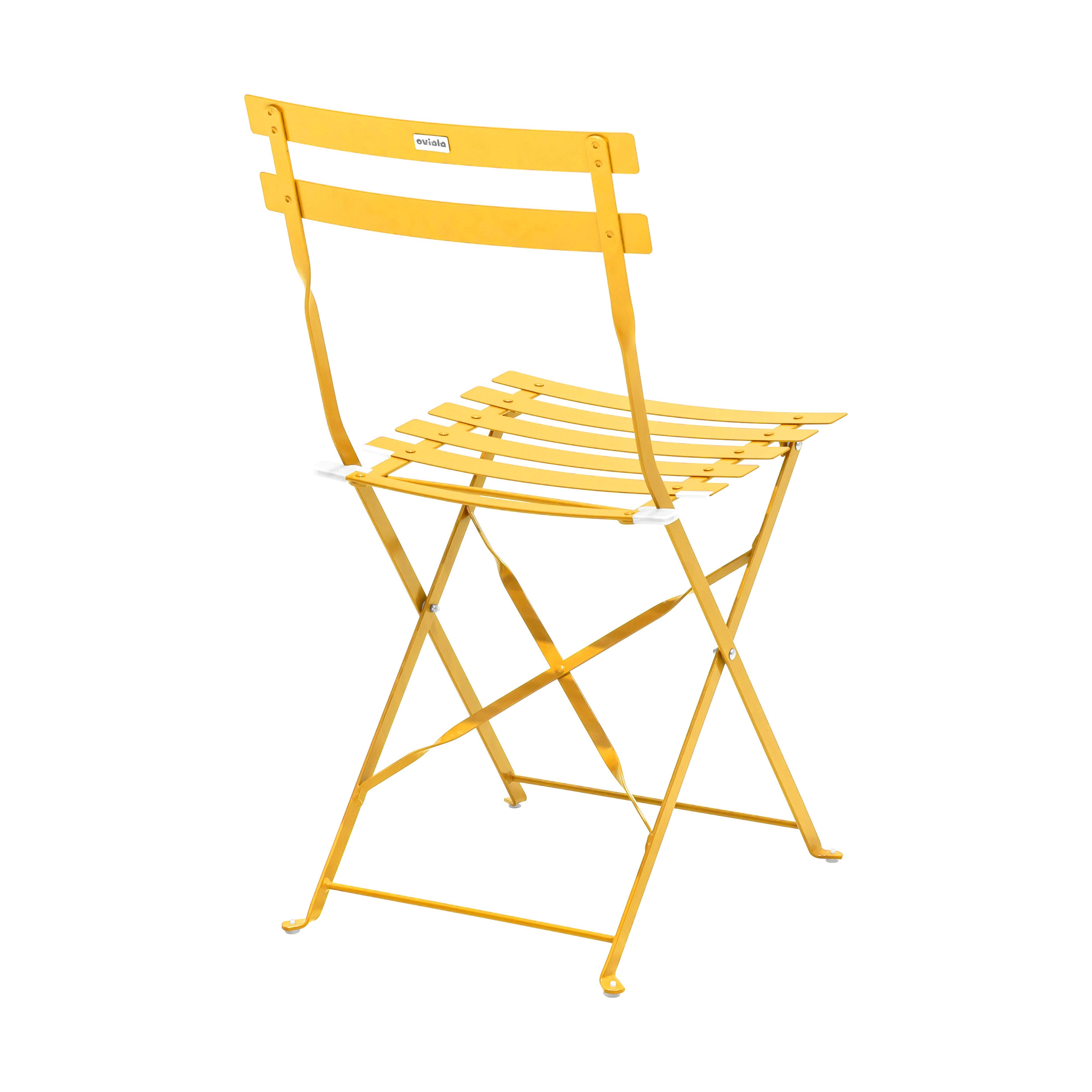 Oviala - Table de jardin et 2 chaises acier jaune Rome - Oviala - Imagen 6