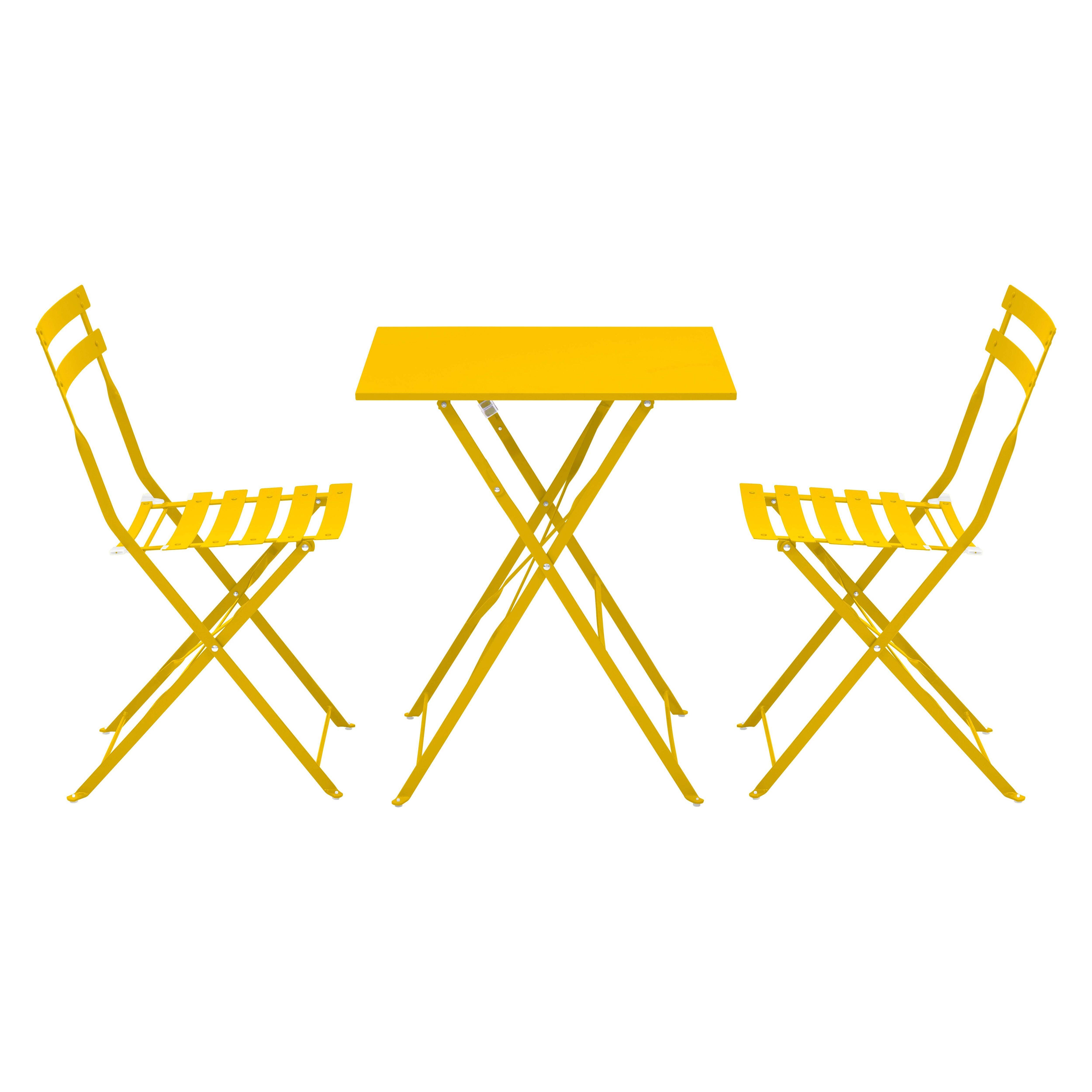 Oviala - Table de jardin et 2 chaises acier jaune Rome - Oviala - Imagen 3
