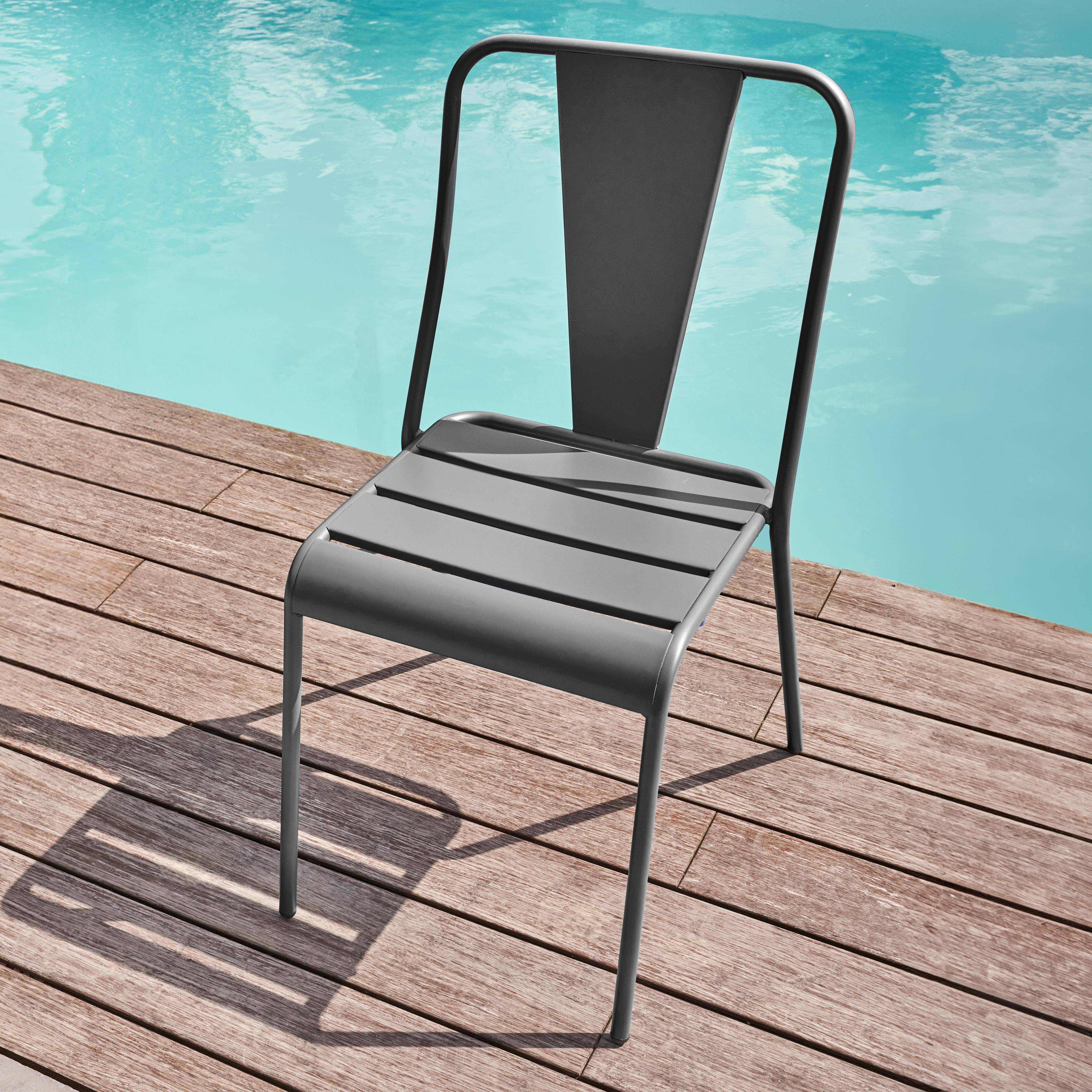 Oviala - Chaise de jardin en métal anthracite Dieppe - Oviala - Imagen 2