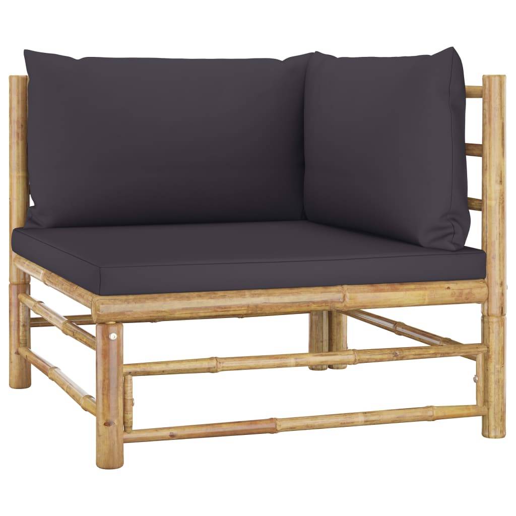 Vidaxl - Salon de jardin 7 pcs avec coussins gris foncé bambou vidaXL 3058200 - Imagen 10