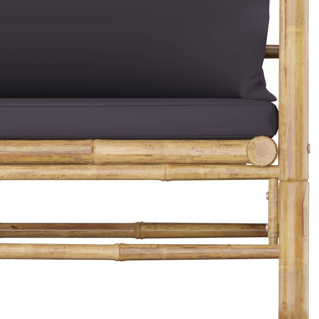 Vidaxl - Salon de jardin 7 pcs avec coussins gris foncé bambou vidaXL 3058200 - Imagen 4