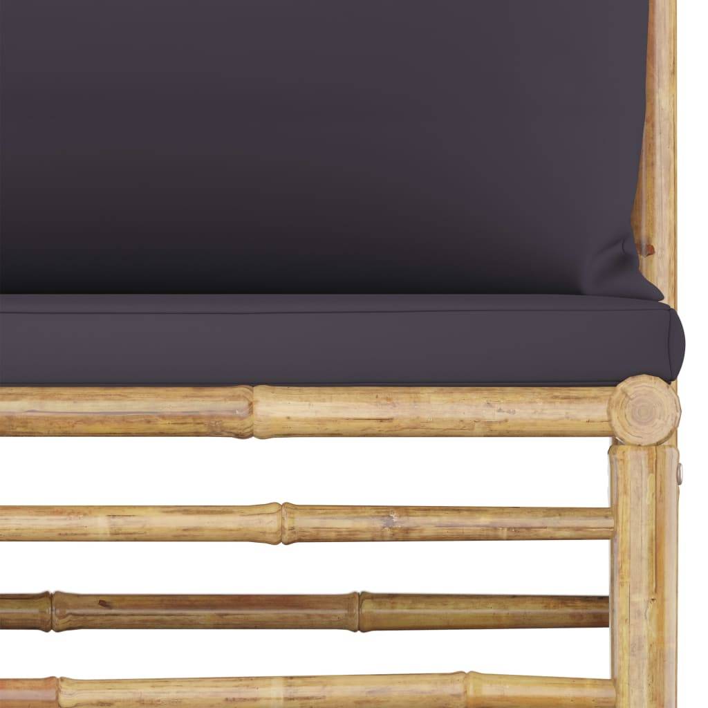 Vidaxl - Salon de jardin 7 pcs avec coussins gris foncé bambou vidaXL 3058200 - Imagen 6